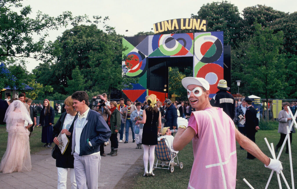 Entrance to Luna Luna with arch by Sonia Delaunay, Hamburg, Germany, 1987