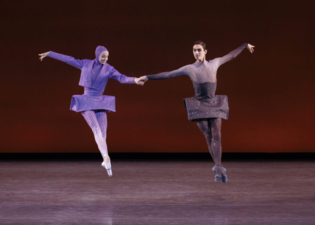 Emma Von Enck and David Gabriel in Play TIme (World Premiere), Choreography by Gianna Reisen, Music by Solange Knowles (commissioned by New York City Ballet), Costumes by Alejandro GÃ³mez Palomo, Lighting by Mark Stanley. New York City Ballet, Fall Fashion Gala, 10th Anniversary, Wednesday, September 28, 2022. Credit Photo: Erin Baiano