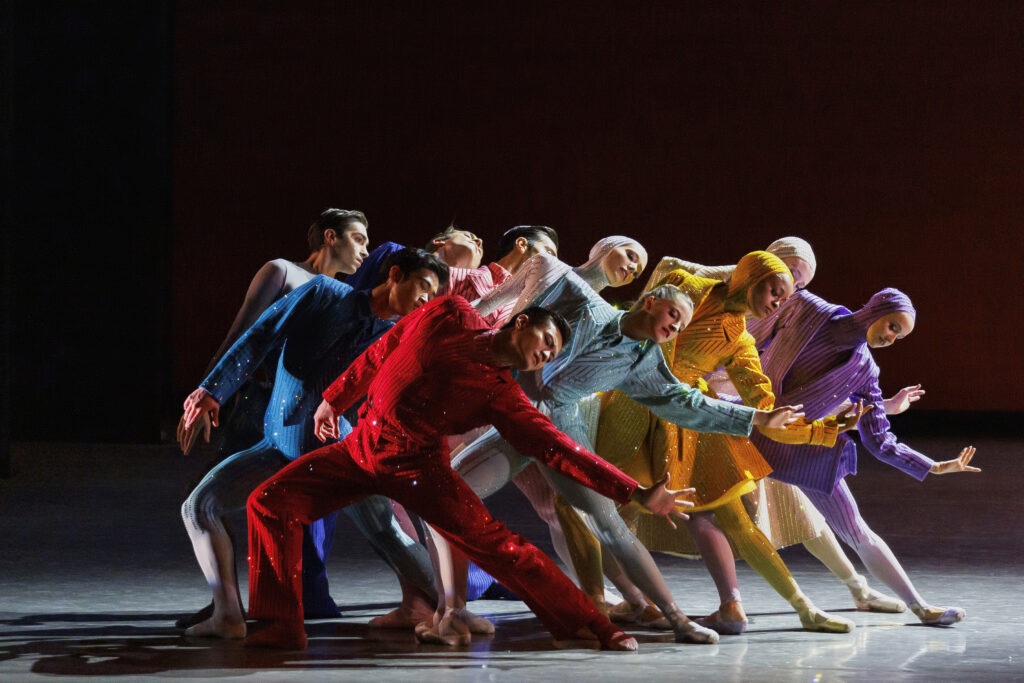 The cast of Play TIme (World Premiere), Choreography by Gianna Reisen, Music by Solange Knowles (commissioned by New York City Ballet), Costumes by Alejandro GÃ³mez Palomo, Lighting by Mark Stanley. New York City Ballet, Fall Fashion Gala, 10th Anniversary, Wednesday, September 28, 2022. Credit Photo: Erin Baiano